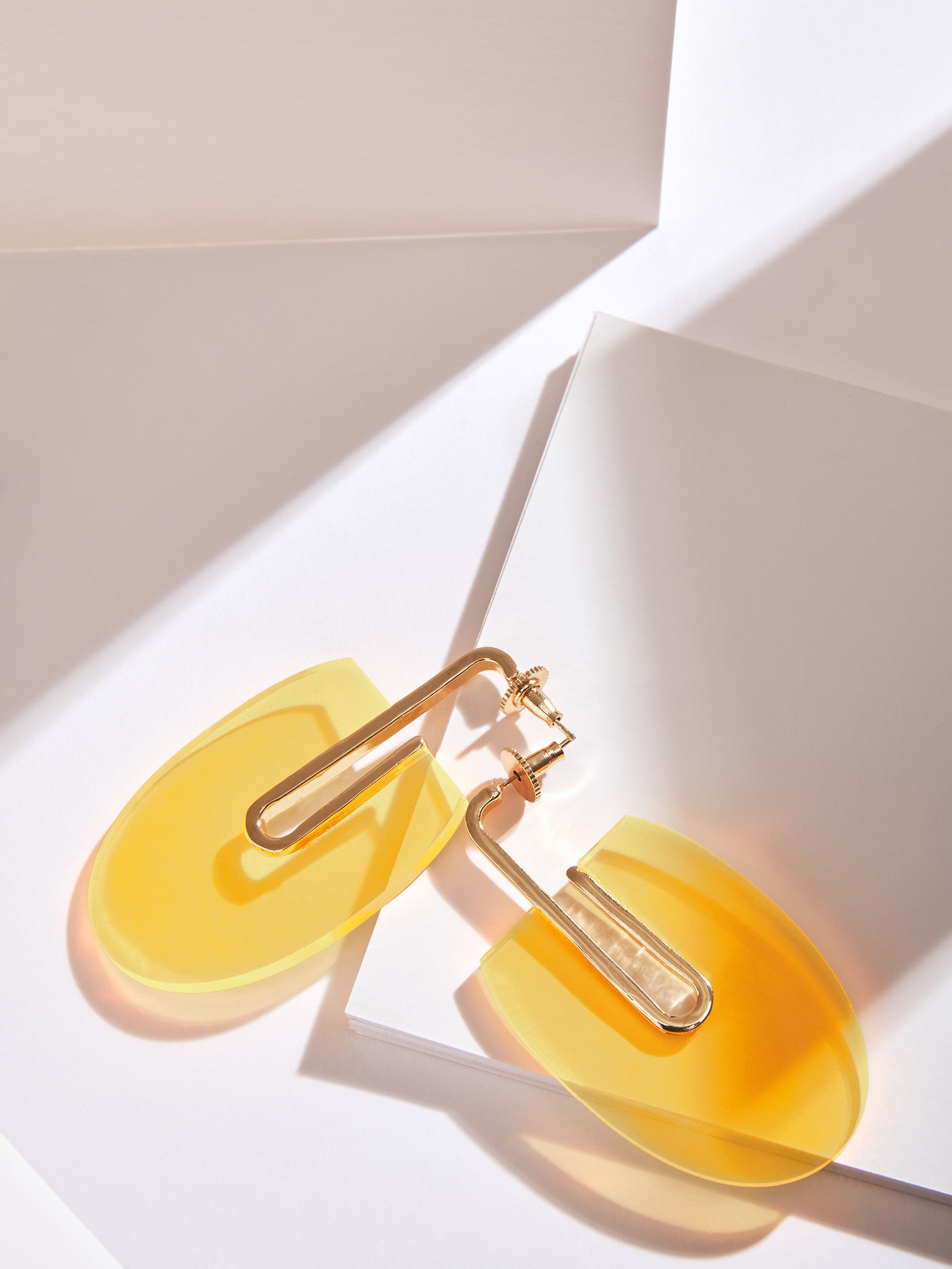 Yellow & Gold Acrylic Earrings