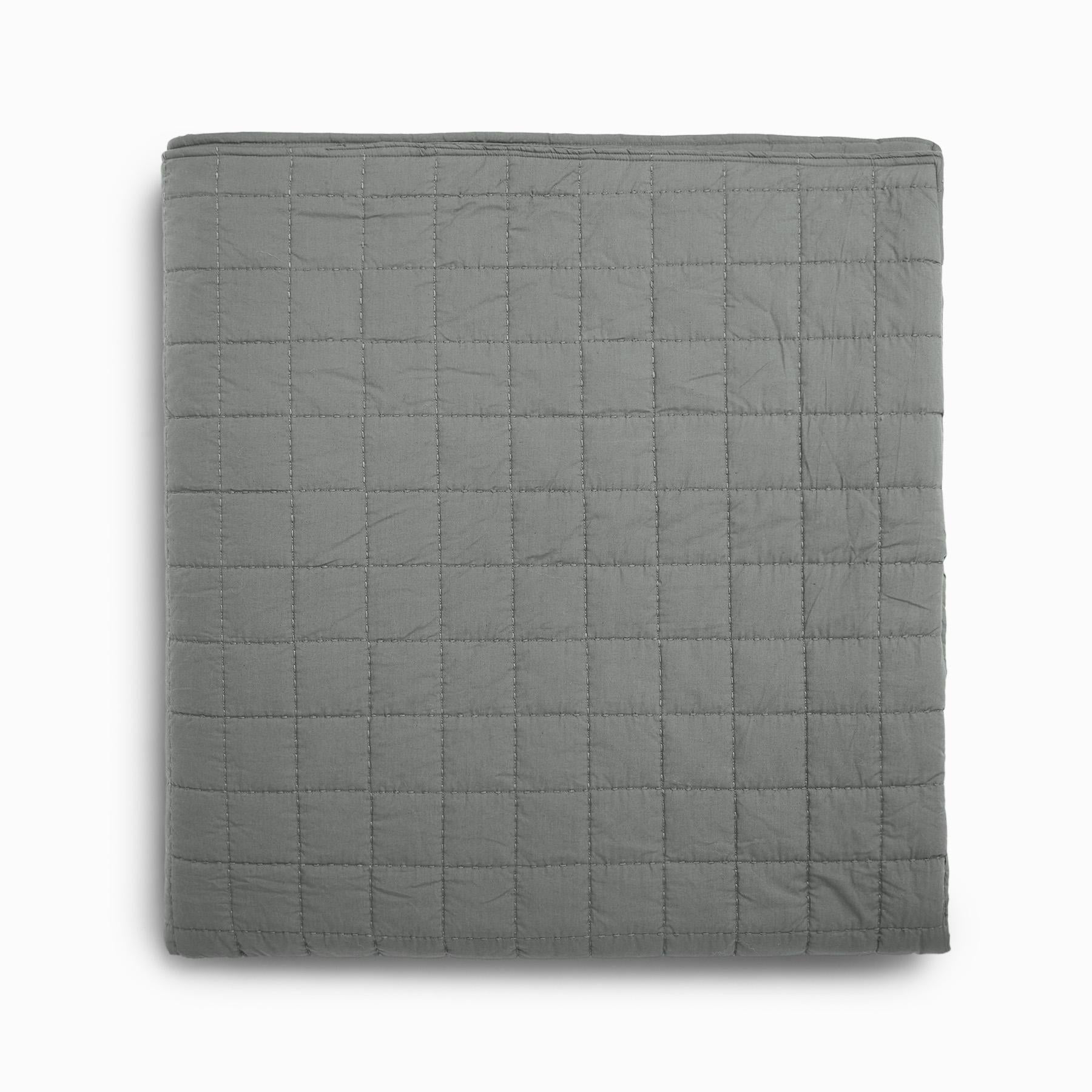 Charcoal Grid Quilted Bedcover