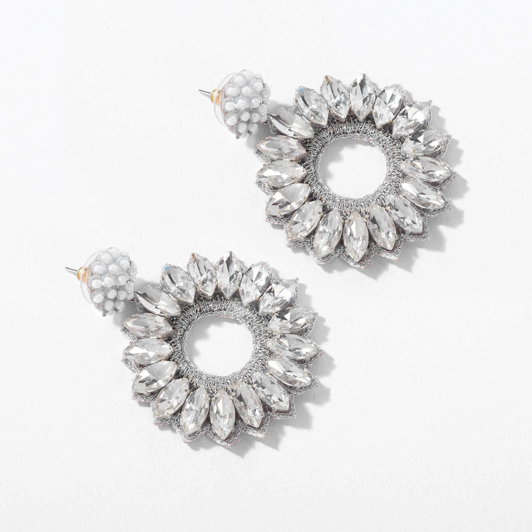 Clear Crystal Flower Earrings
