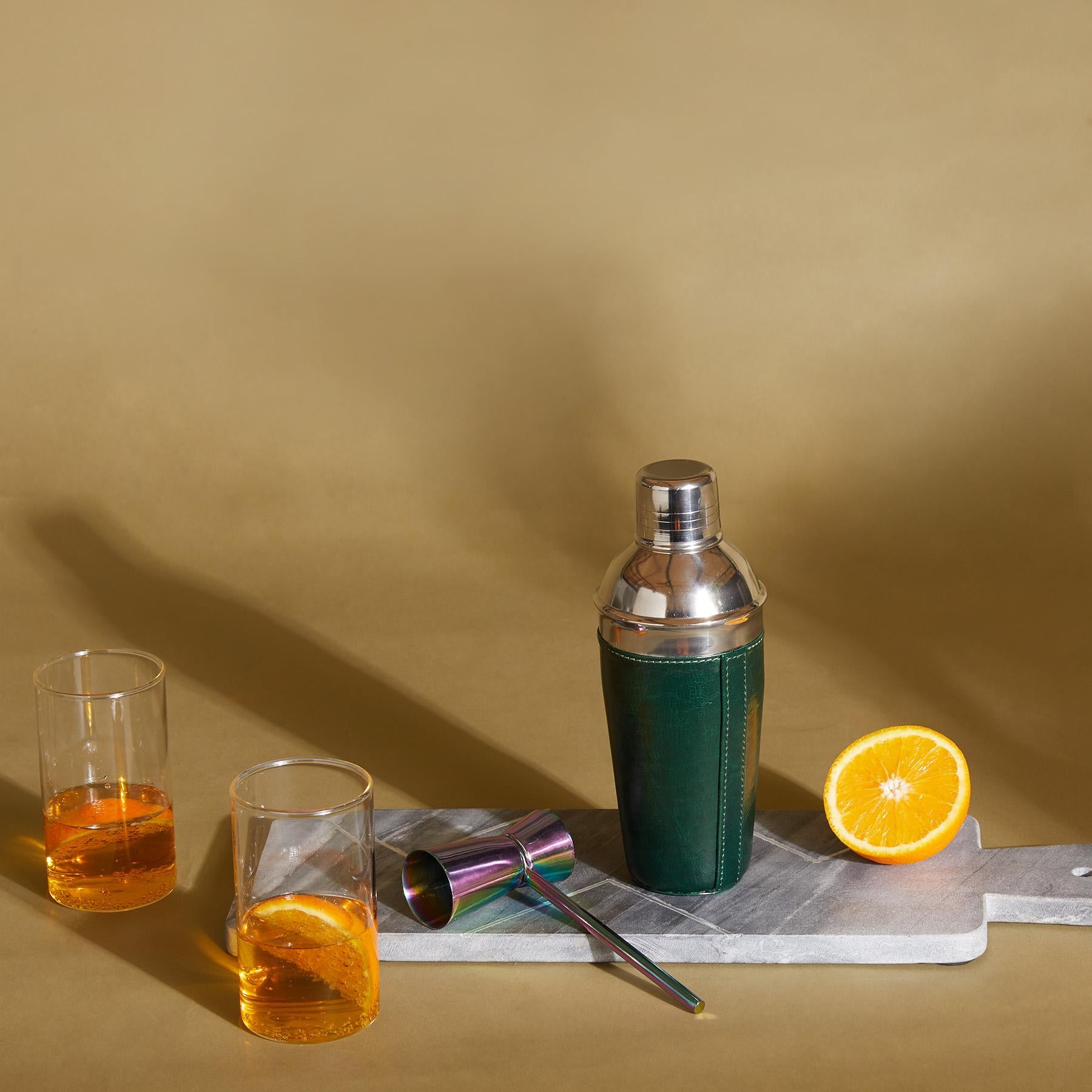 Emerald Leather Cocktail Shaker