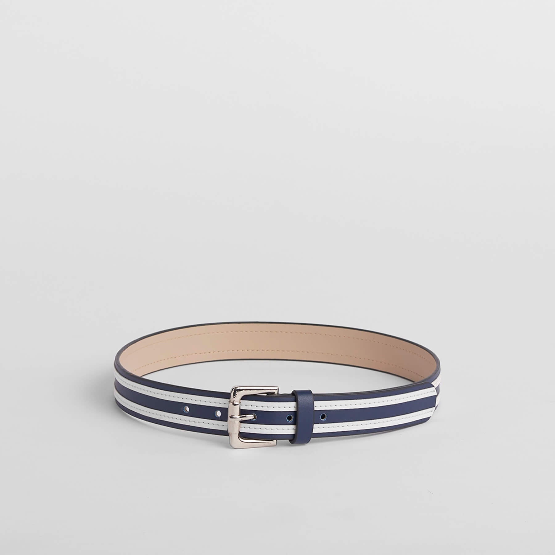 Navy & White Striped Belt