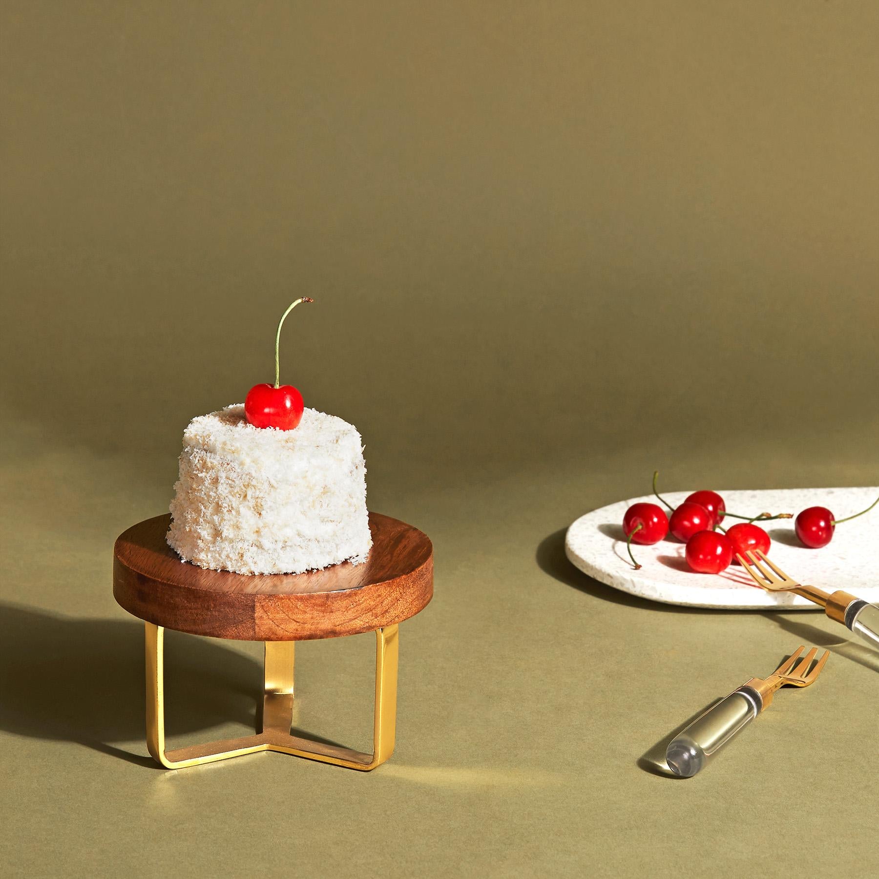 Wood & Brass Dessert Stand Mini
